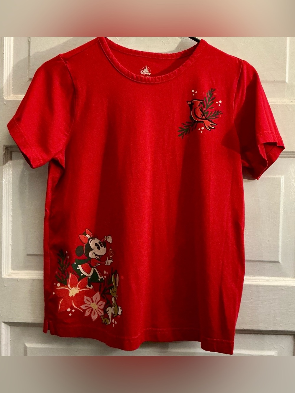 Disney Minnie Mouse Holiday Christmas Graphic Tee Red XS Festive Short Sleeve